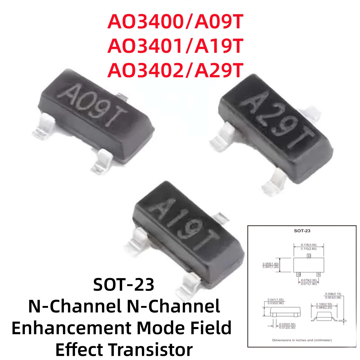 Electronics Repair Youtube - 100-500Pcs AO3400/A09T AO3401/A19T AO3402/A29T N-Channel P-Channel