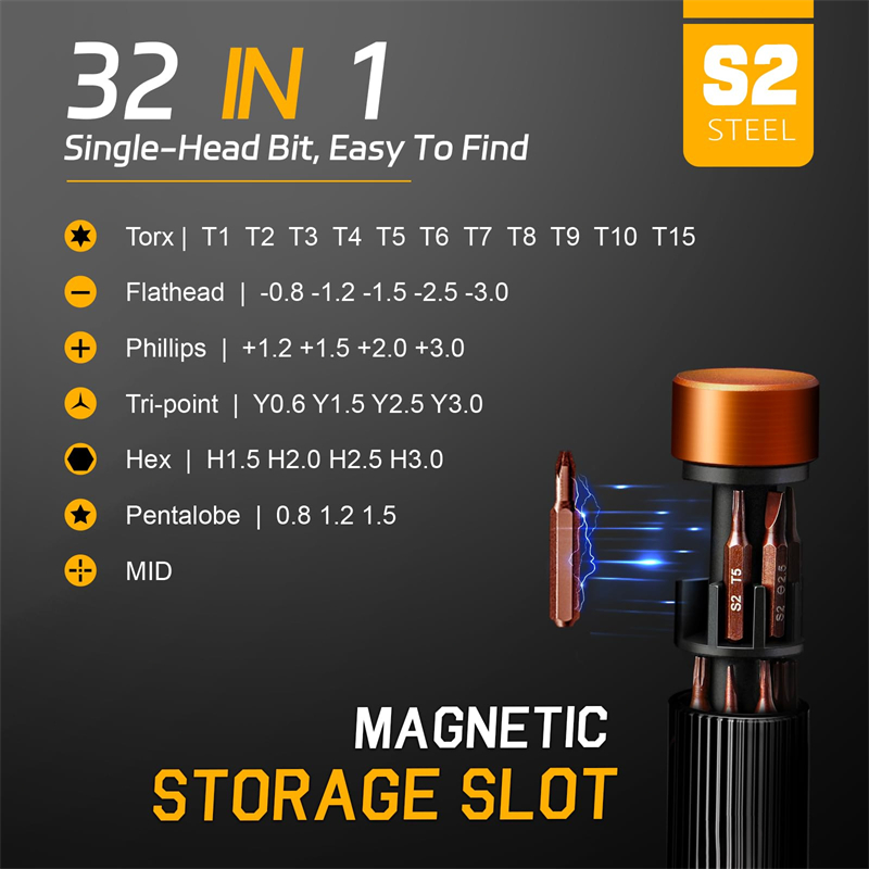 Set Obeng Magnetik Baja S2 32  - Electronics Repair Game ulasan dan harga
